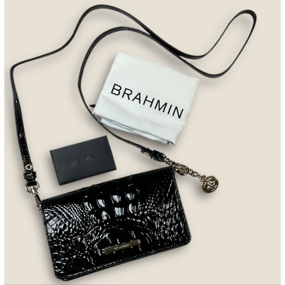 Brahmin Alligator Embossed Leather Crossbody - Gold
